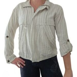 Tribal | Beige Linen Roll Up Sleeves Jacket